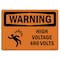Signmission Safety Sign, OSHA WARNING, 7" Height, 10" Width, High Voltage 480 Volts, Landscape OS-WS-D-710-L-12176 - alternate 1
